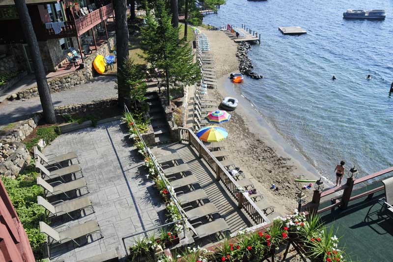 Lounge chairs and beach