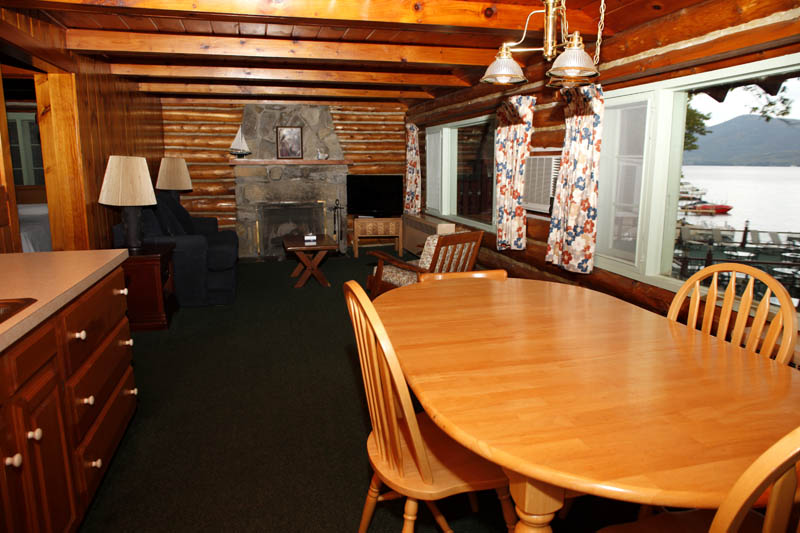 Log Cabin room with dining table