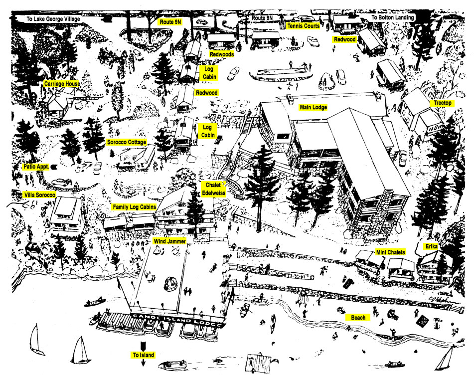 Canoe Island Lake George Resort Map Canoe Island Lodge