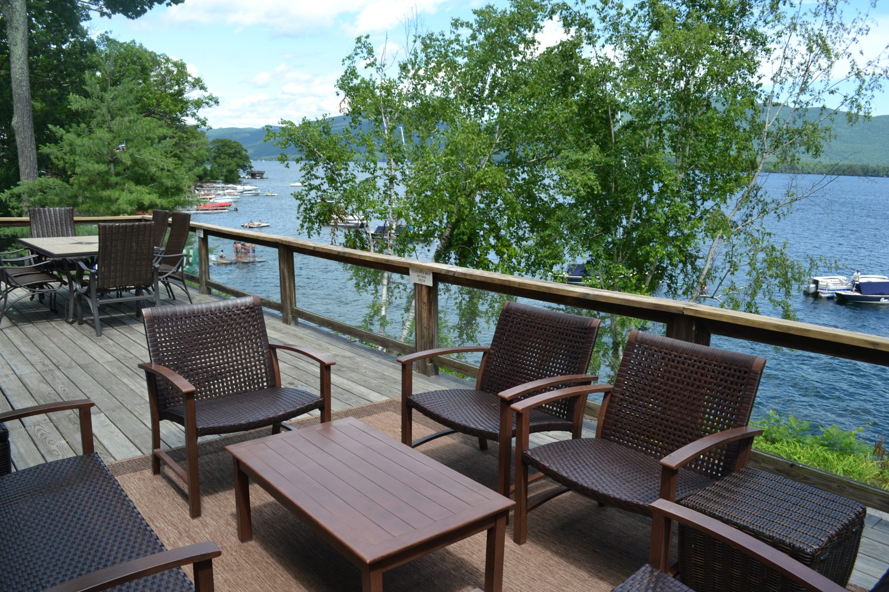 lake side deck with chairs
